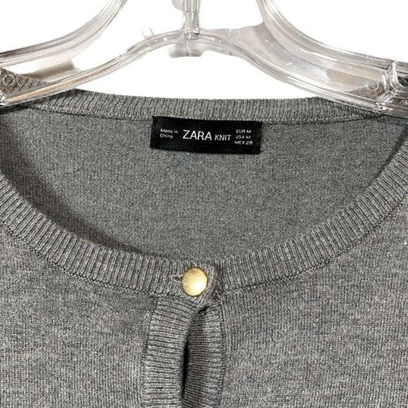 ZARA Knit, Elegant Cardigan With Golden Button Detail, Medium, Grey - Picture 4 of 9